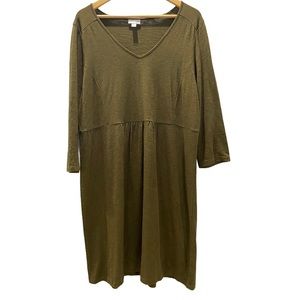 J. Jill Olive Green 3/4 Sleeve Tunic Dress Large